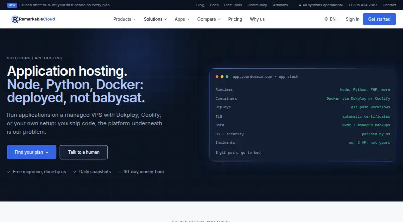 RemarkableCloud Application Hosting screenshot