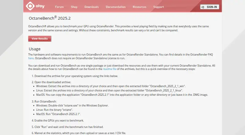 OctaneBench screenshot