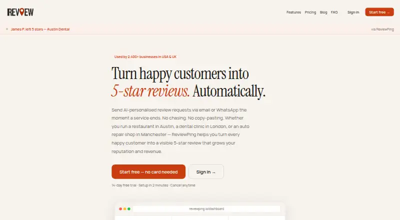 ReviewPing screenshot
