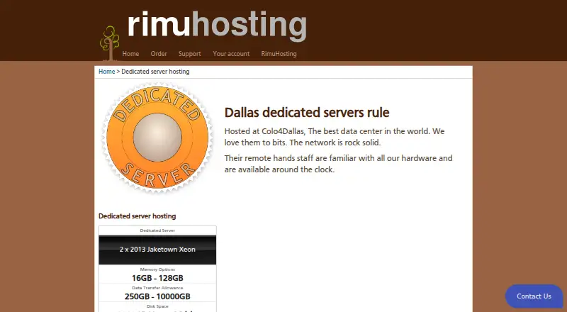 RimuHosting Dedicated Servers screenshot