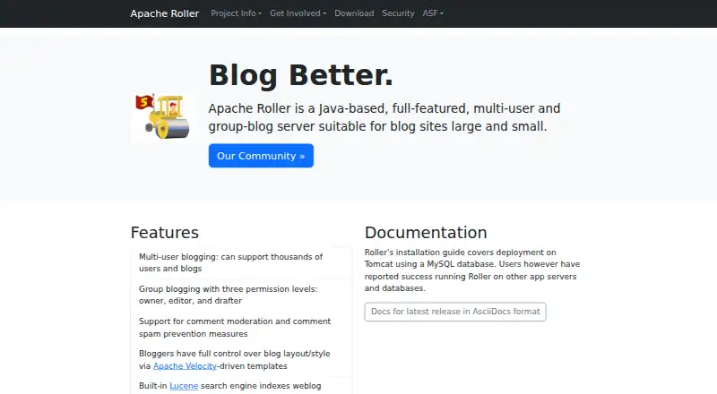 Apache Roller screenshot