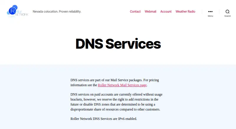 RollerNet Secondary DNS screenshot