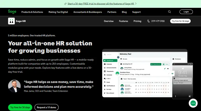 Sage HR screenshot
