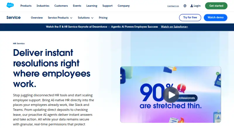 Salesforce HR Service screenshot