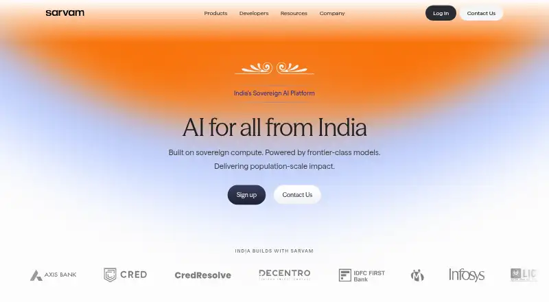 Sarvam AI API screenshot