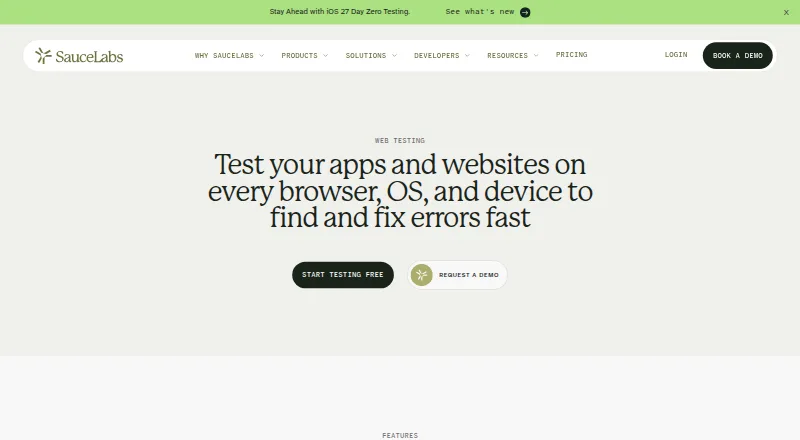 Sauce Labs Cross-Browser Testing screenshot