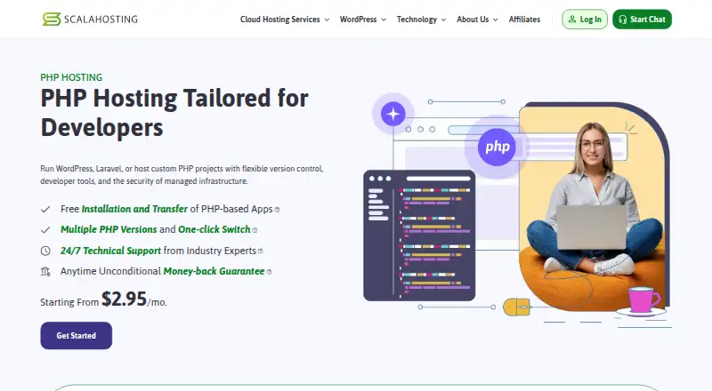 ScalaHosting PHP Hosting screenshot