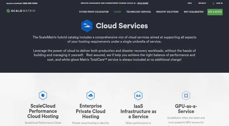 ScaleMatrix Compliant Cloud Hosting screenshot