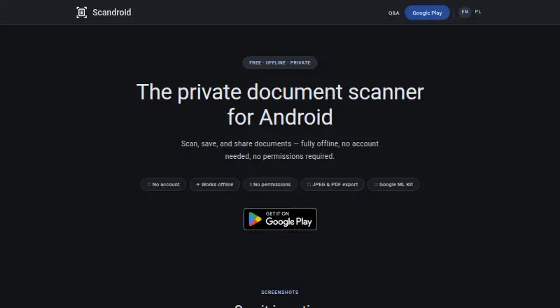 Scandroid screenshot