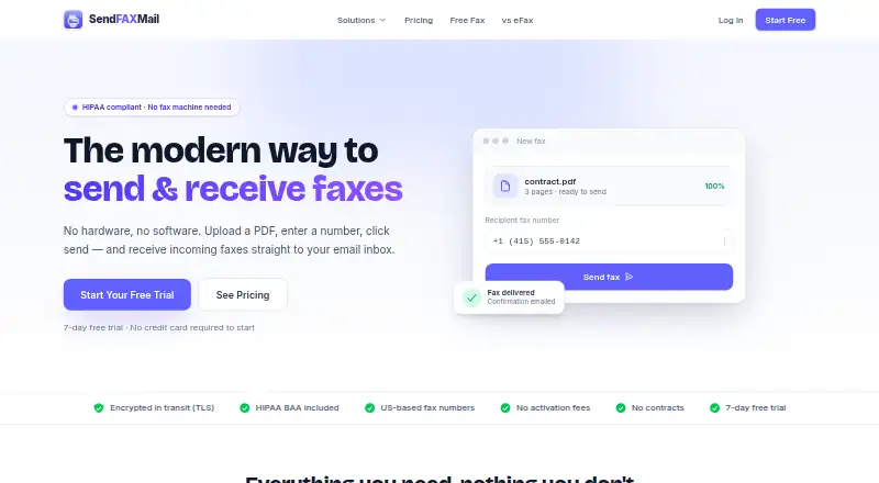 Send FAX Mail API screenshot