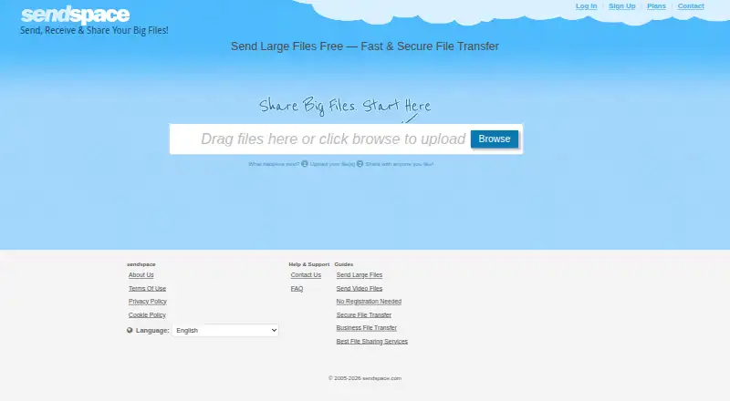 Sendspace screenshot