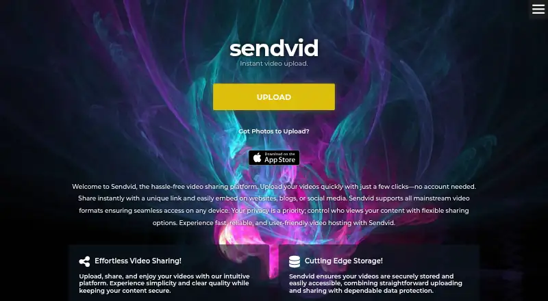 Sendvid screenshot