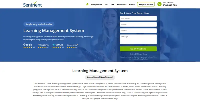 Sentrient LMS screenshot