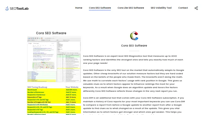 Cora SEO Software screenshot