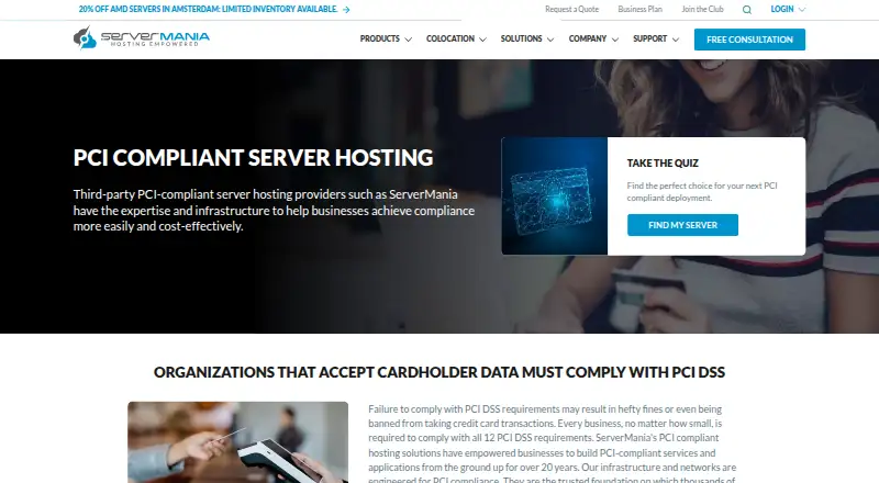 ServerMania PCI Compliant Server Hosting screenshot