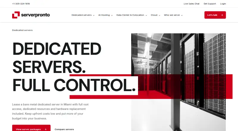ServerPronto Dedicated Servers screenshot