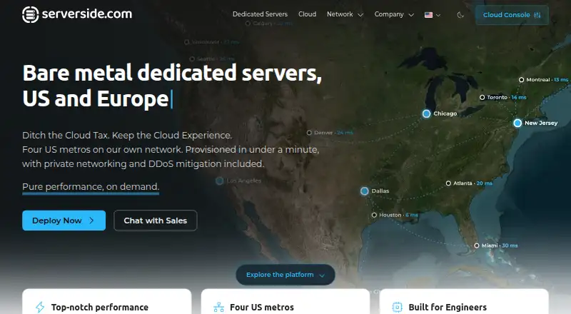 Serverside.com Bare Metal Servers screenshot