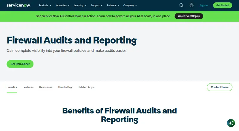 ServiceNow Firewall Audits and Reporting screenshot