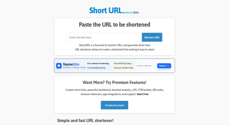 ShortURL screenshot