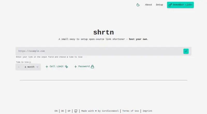 Shrtn screenshot