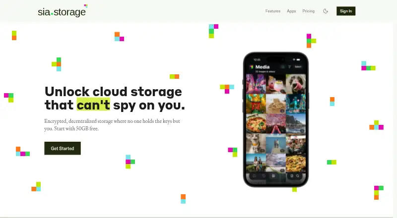 Sia Storage screenshot