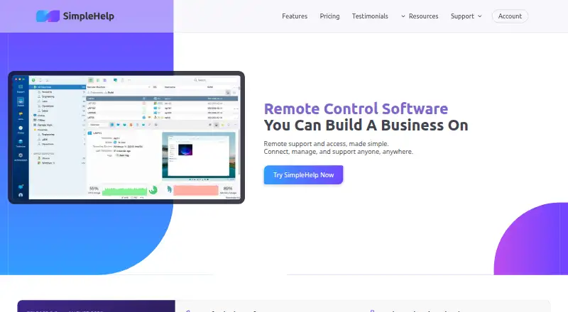 SimpleHelp screenshot