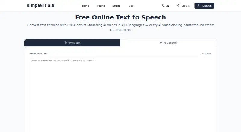 simpleTTS.ai screenshot