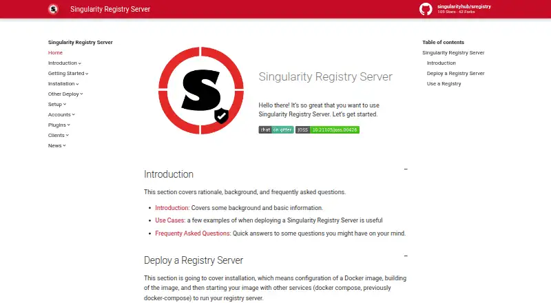 Singularity Registry Server screenshot