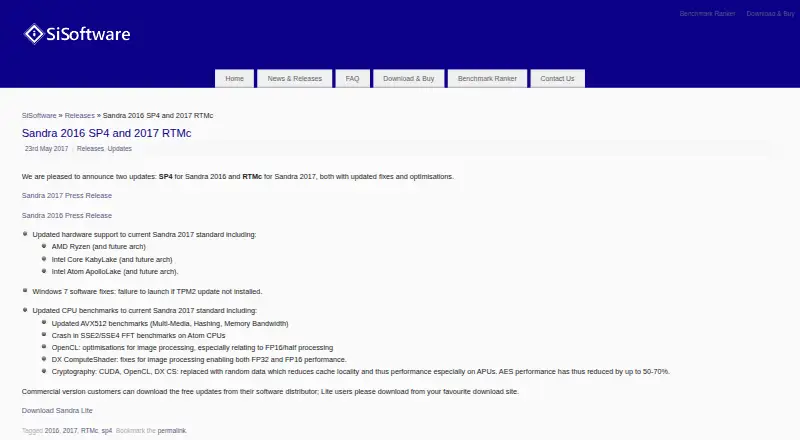 SiSoftware Sandra screenshot