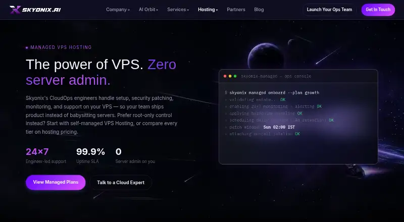 Skyonix Managed VPS screenshot