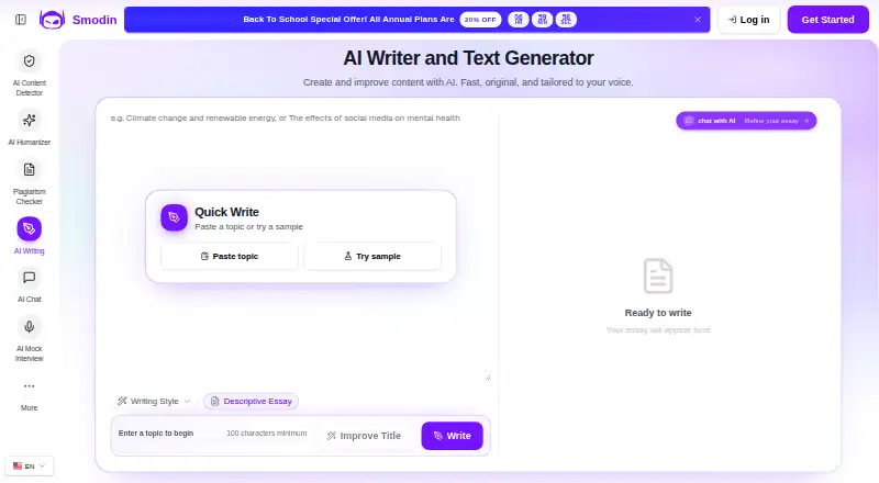Smodin AI Writer screenshot