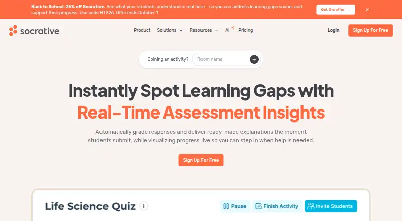 Socrative screenshot