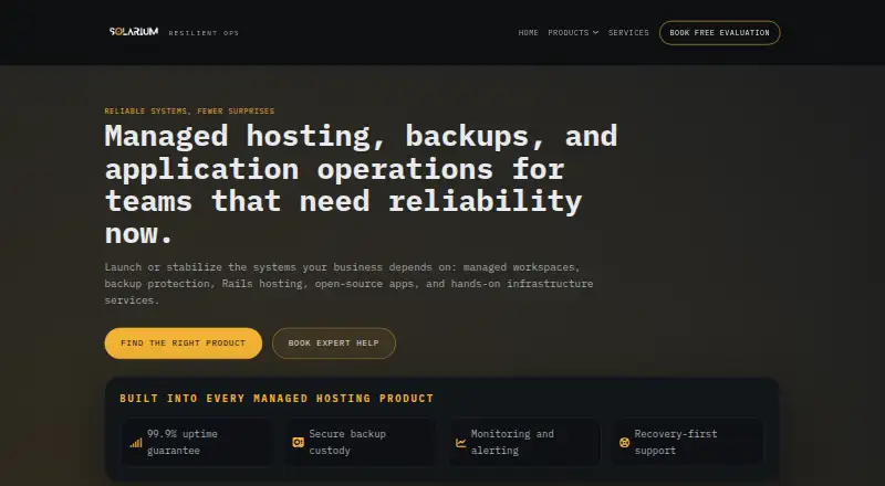 Solarium RailsOps Hosting screenshot