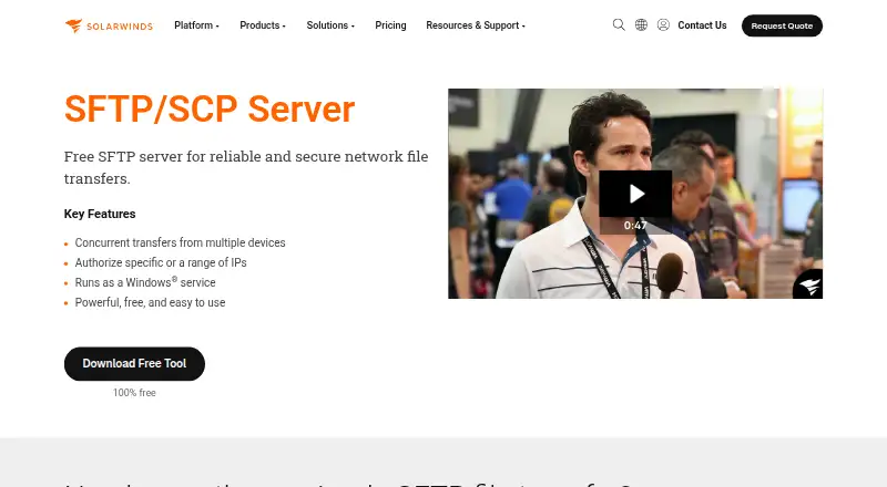 SolarWinds Free SFTP/SCP Server screenshot