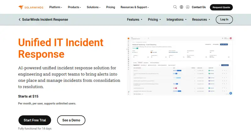 SolarWinds Incident Response screenshot