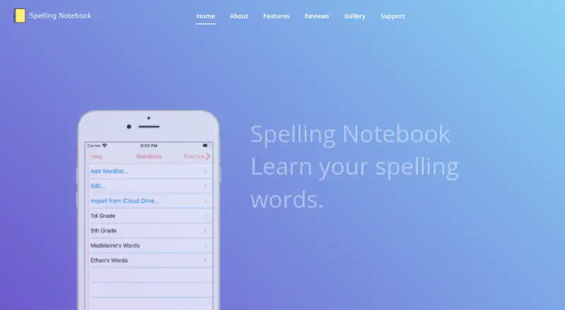 Spelling Notebook screenshot