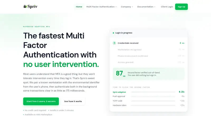 Spriv Adaptive MFA screenshot