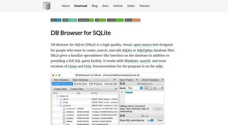 DB Browser for SQLite screenshot