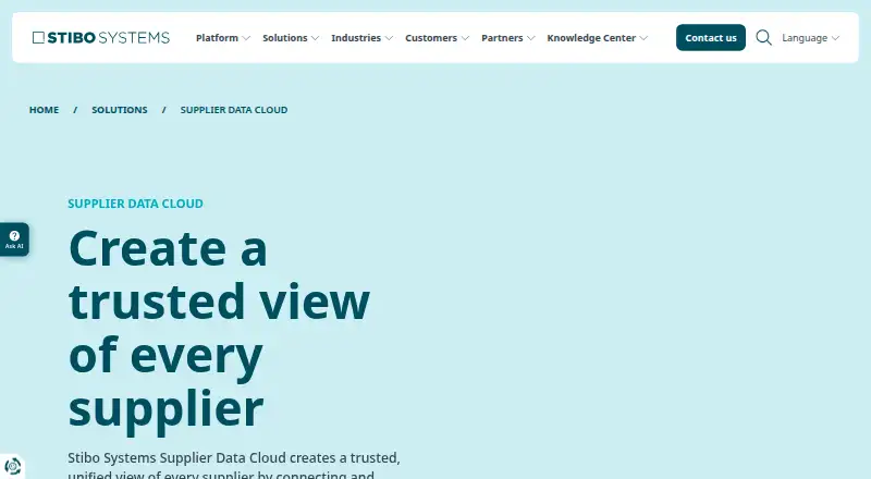 Stibo Systems Supplier Data Cloud screenshot