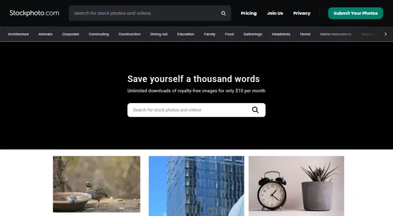 StockPhoto.com screenshot