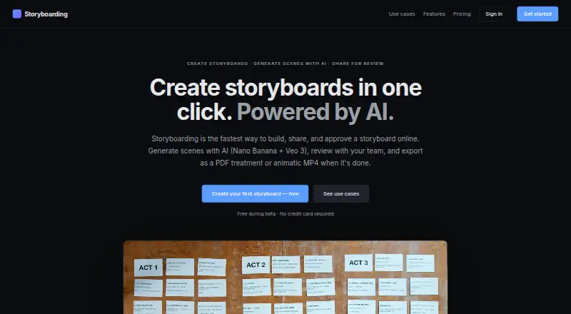 Storyboarding screenshot