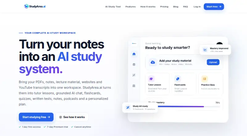 StudyArea.ai screenshot