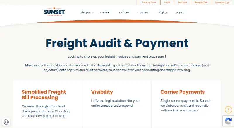 Sunset Freight Audit and Payment screenshot