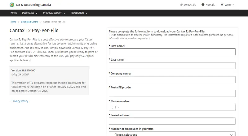 Cantax T2 screenshot