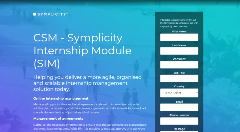 Symplicity Internship Management (SIM) screenshot