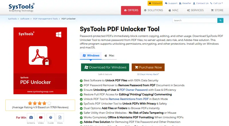 SysTools PDF Unlocker screenshot