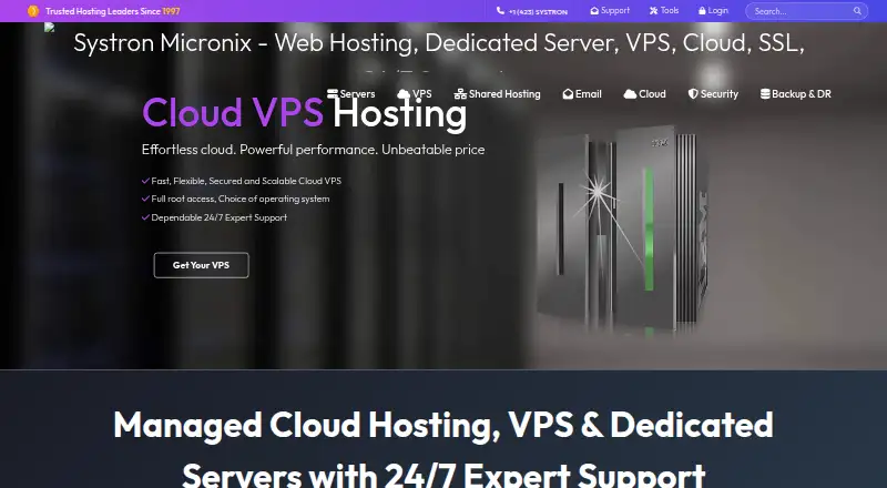 Systron Managed Cloud Hosting screenshot
