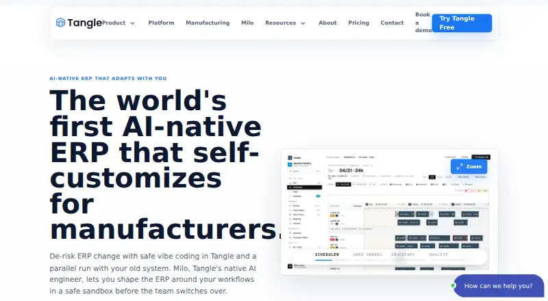 Tangle Manufacturing ERP screenshot