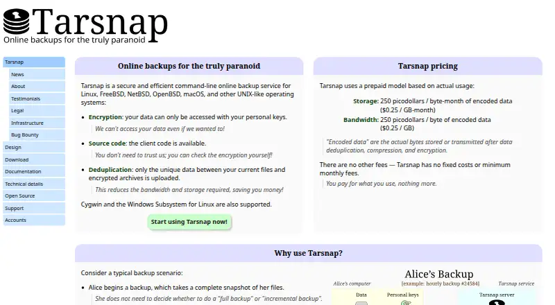 Tarsnap screenshot