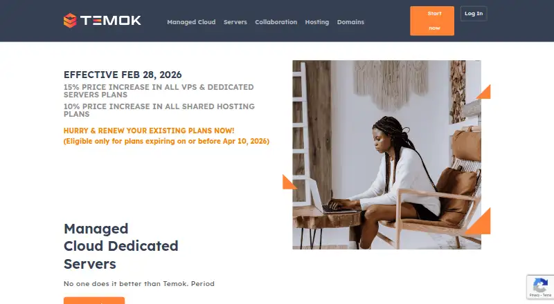 Temok Managed Cloud Hosting screenshot